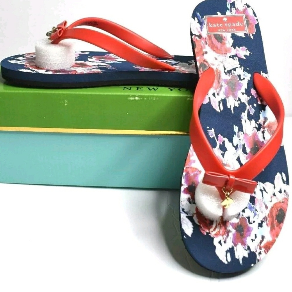 Kate Spade Charm Blurry Floral Print Flip Flops